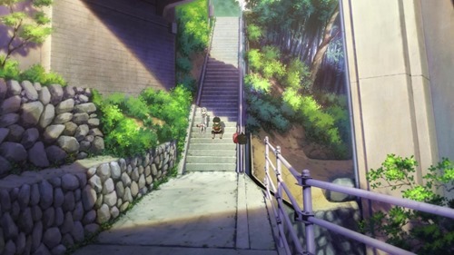 旧秩父橋の階段のアニメのシーン